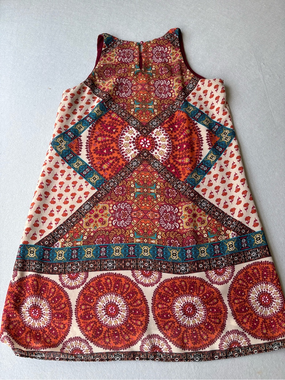 Boho Chic Mosaic Print Sleeveless Mini Dress - Red Multi by&by sz M - Picture 9 of 10